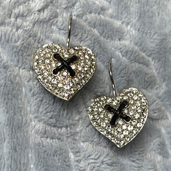 Rare Guess Sterling Silver Heart Dangle Earrings-NEW - Picture 4 of 11